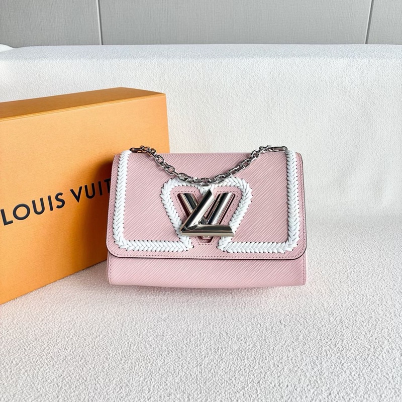 LV水波紋twist鏈條包 粉色 銀扣 23*17*10 99新配件肩帶 鏡子 塵袋 盒子-6