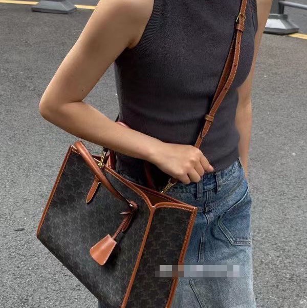 CELINE 橫版 老花 mini tote 購物袋tote包  官網mini號35*22*7cm 98新配件塵袋-0