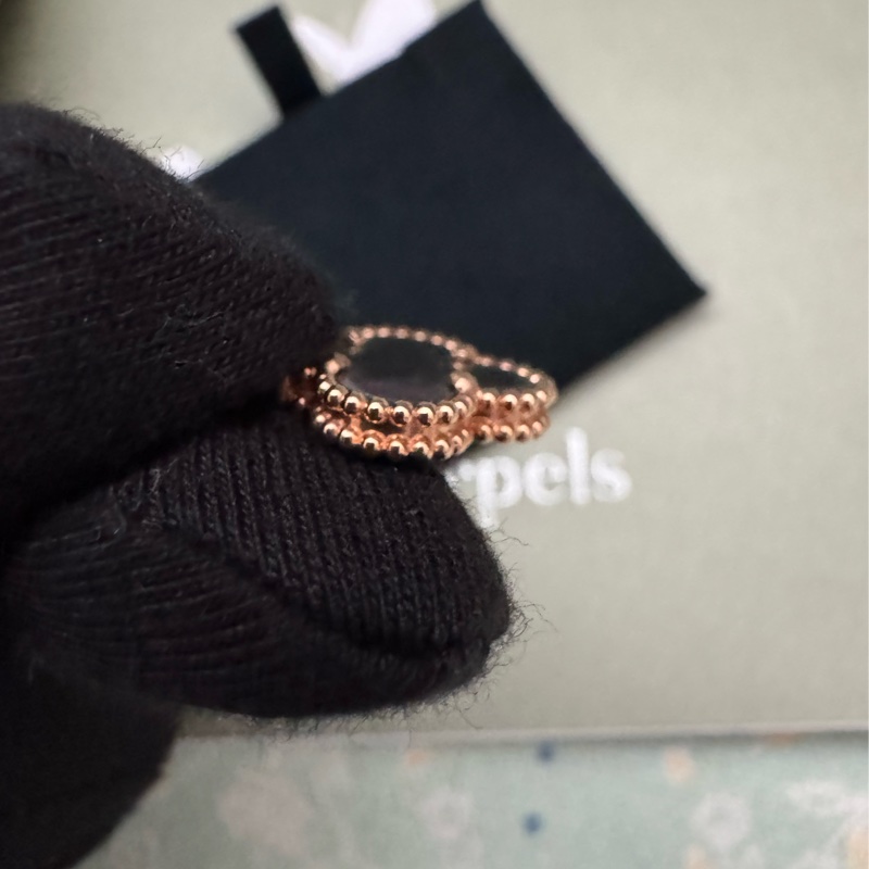 VCA玫瑰金灰母貝四葉項鏈-6