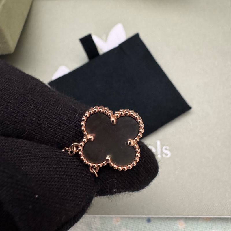 VCA玫瑰金灰母貝四葉項鏈-7