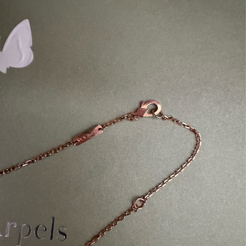 VCA玫瑰金灰母貝四葉項鏈-25