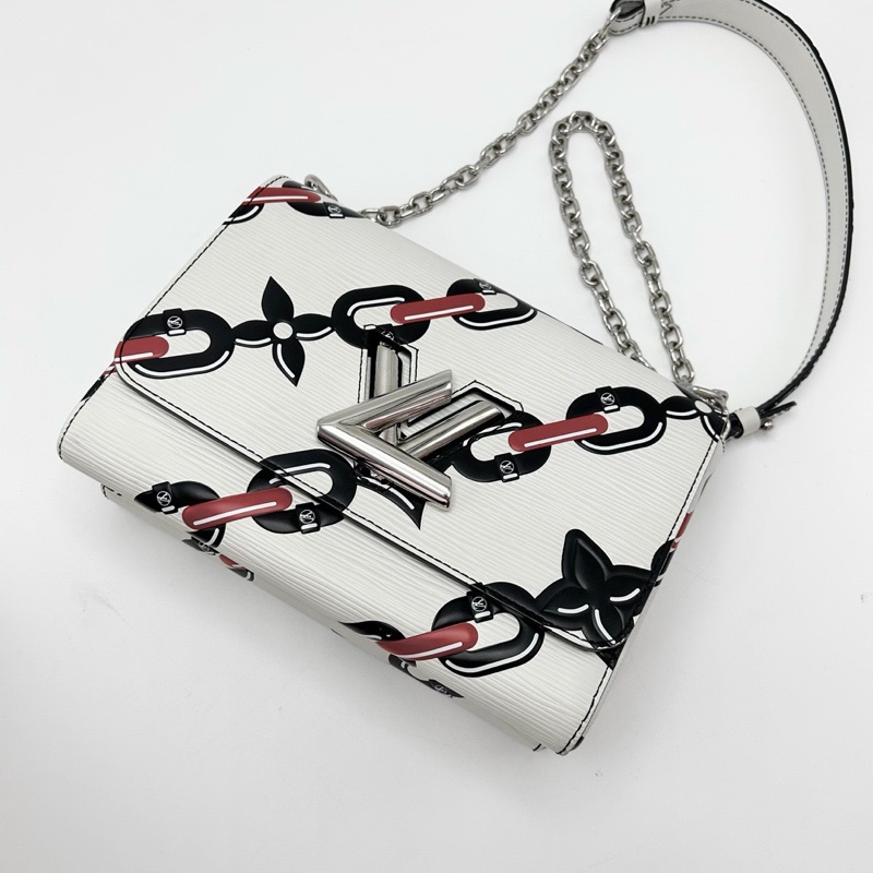 LV 限量款Twist白色鎖扣 印花肩背斜背包23*17*9 98新配件塵袋-3