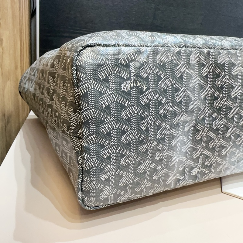 Goyard灰PVC拼灰牛皮銀釦Artois PM肩背托特包-5