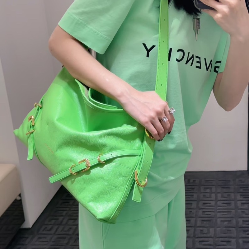 GIVENCHY Voyou綠色中號 托特肩背斜背包38*28*4.5 98新配件塵袋-0