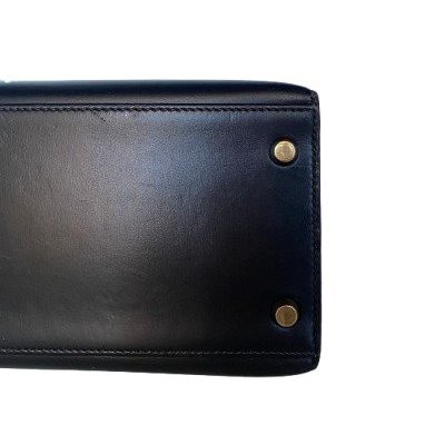 愛馬仕 Hermes Kelly 28 黑金 Box 皮 Sellier 外縫 凱莉包 手提包 金扣 GHW-4