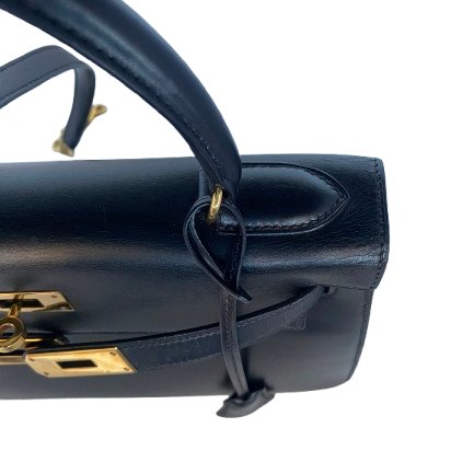 愛馬仕 Hermes Kelly 28 黑金 Box 皮 Sellier 外縫 凱莉包 手提包 金扣 GHW-8