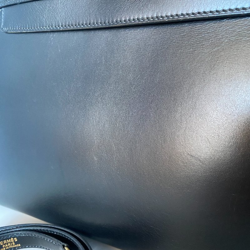 愛馬仕 Hermes Kelly 28 黑金 Box 皮 Sellier 外縫 凱莉包 手提包 金扣 GHW-10