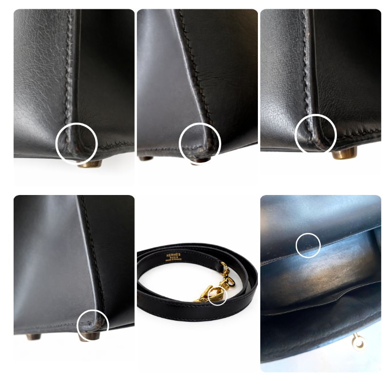 愛馬仕 Hermes Kelly 28 黑金 Box 皮 Sellier 外縫 凱莉包 手提包 金扣 GHW-12