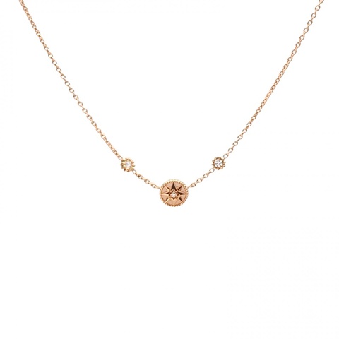 DIOR ROSEDESVENTS粉色蛋白石八芒星羅盤項鏈18K玫瑰金/鑽石