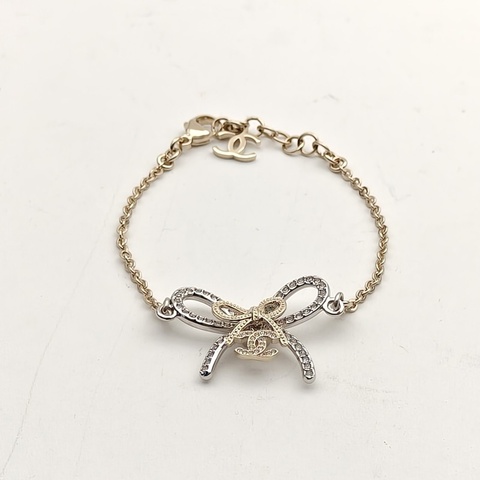 CHANEL 合金25K水鑽蝴蝶結手鏈