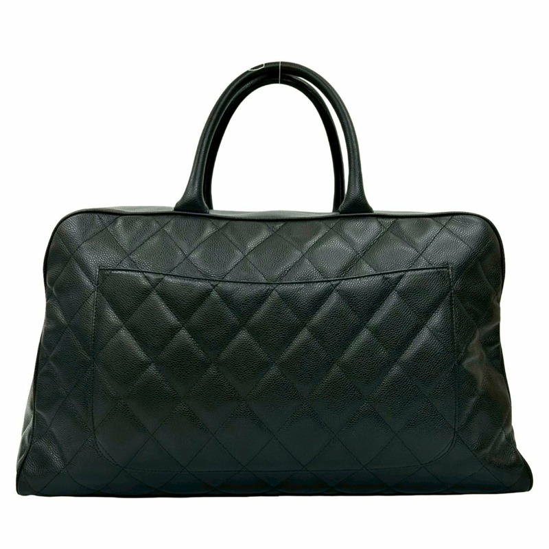 CHANEL Matelassé Coco Mark 魚子醬皮革波士頓包,黑色,84169-2