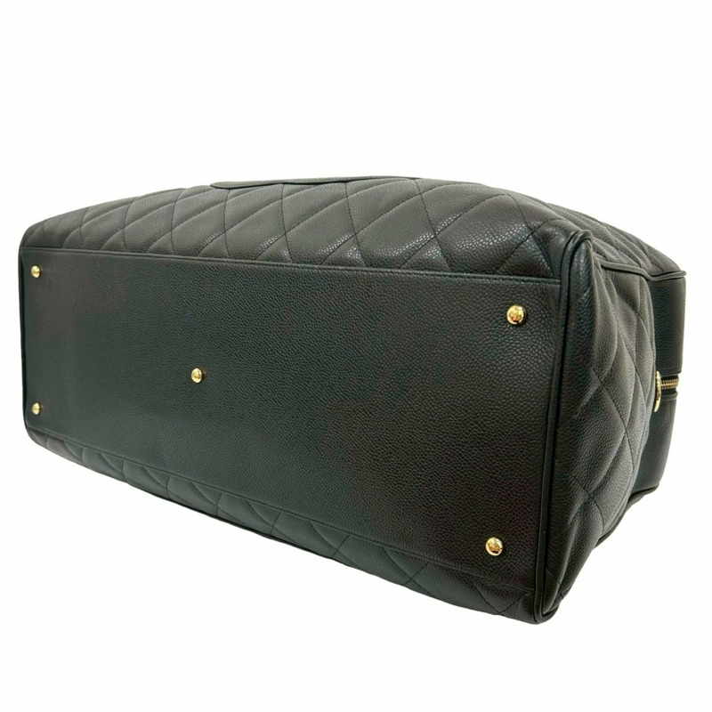 CHANEL Matelassé Coco Mark 魚子醬皮革波士頓包,黑色,84169-7