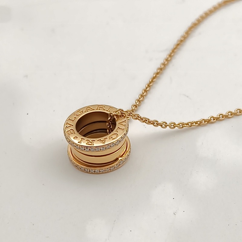 BVLGARI B.ZERO1彈簧項鏈三環扣雙邊鑽18K玫瑰金/鑽石-2