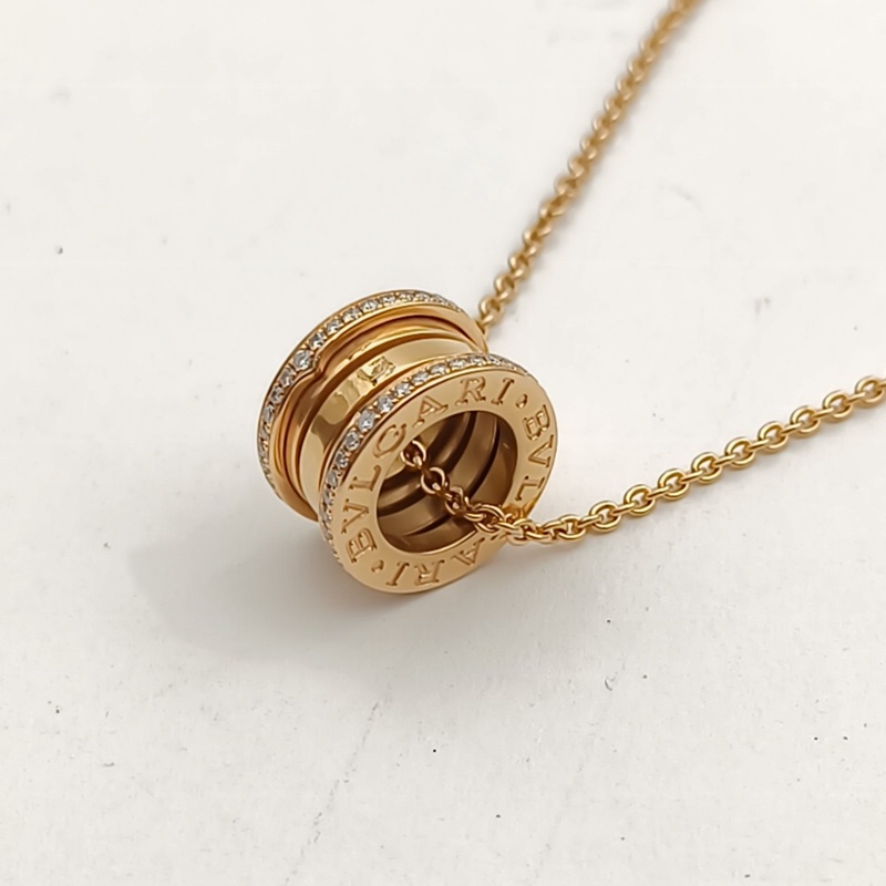BVLGARI B.ZERO1彈簧項鏈三環扣雙邊鑽18K玫瑰金/鑽石-3