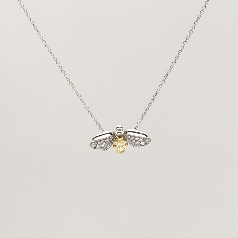 TIFFANY&CO 18K黃金鑽石pt950Paperflowers花韻系列螢火蟲項鏈-1