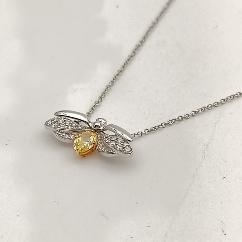 TIFFANY&CO 18K黃金鑽石pt950Paperflowers花韻系列螢火蟲項鏈-2
