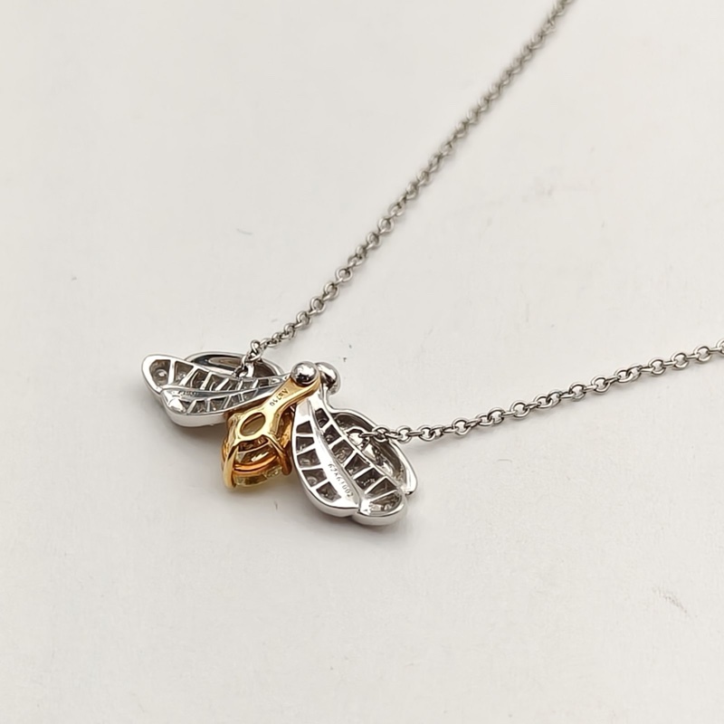 TIFFANY&CO 18K黃金鑽石pt950Paperflowers花韻系列螢火蟲項鏈-3