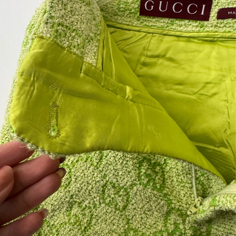 Gucci螢光綠雙G短褲42號-12