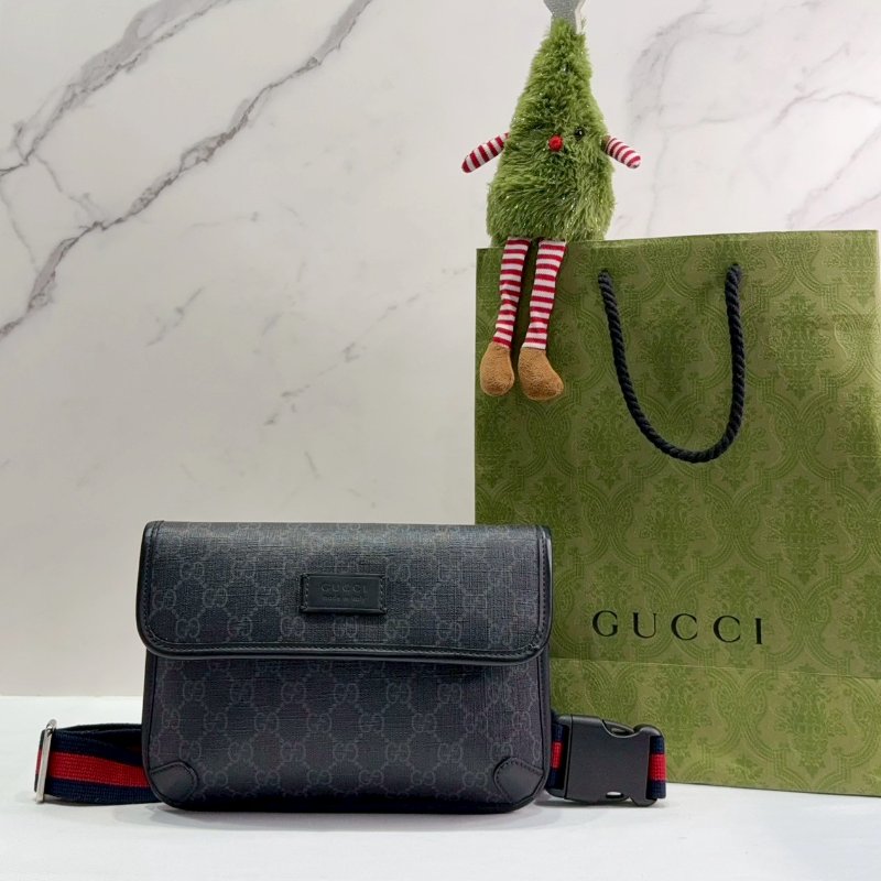 GUCCI Supreme黑花胸腰包-0