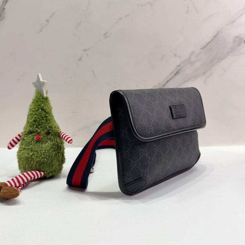 GUCCI Supreme黑花胸腰包-2