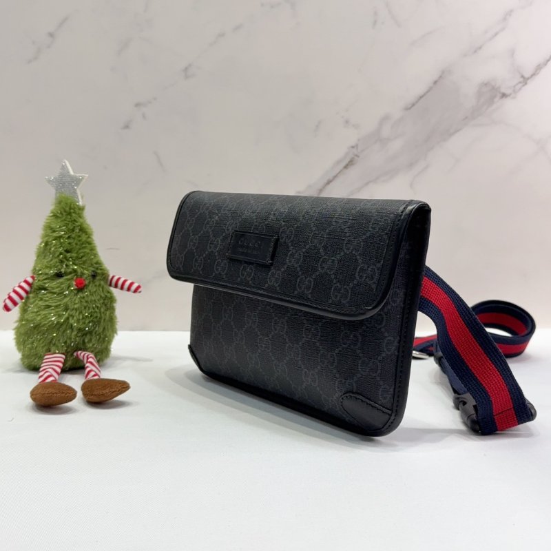 GUCCI Supreme黑花胸腰包-3