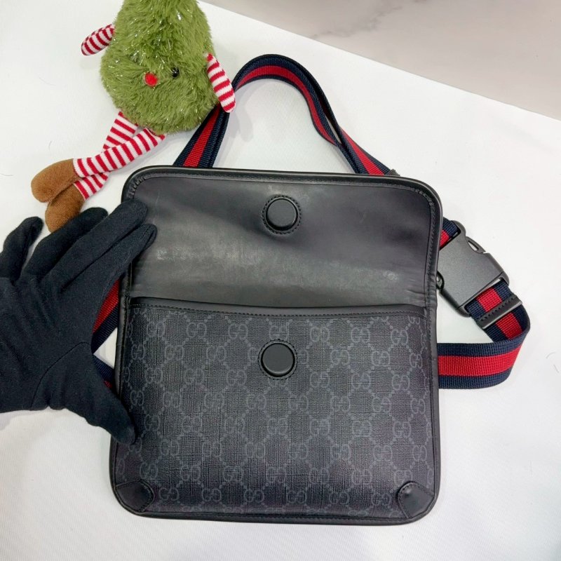 GUCCI Supreme黑花胸腰包-4