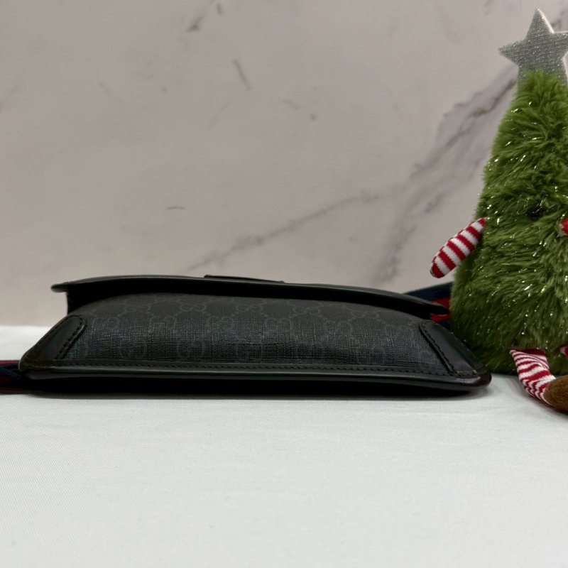 GUCCI Supreme黑花胸腰包-6