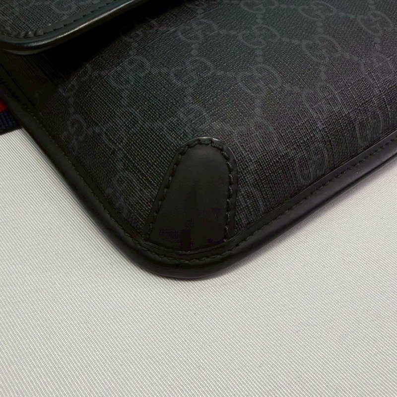 GUCCI Supreme黑花胸腰包-8