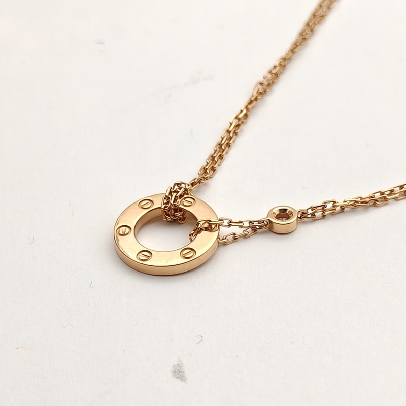 CARTIER 18K玫瑰金鑽石玫瑰金圓餅雙鑽手鏈-2