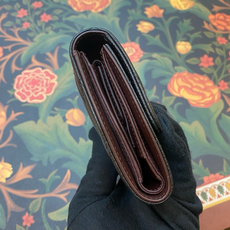 Chanel香奈兒 黑金CF三折錢包 荔枝紋牛皮銀 扣 鐳射21開有卡-2