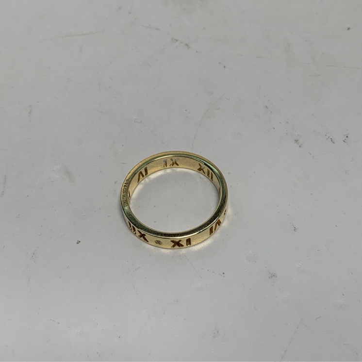 TIFFANY&CO Atlas經典羅馬數字四鑽戒指18K黃金/鑽石51-4