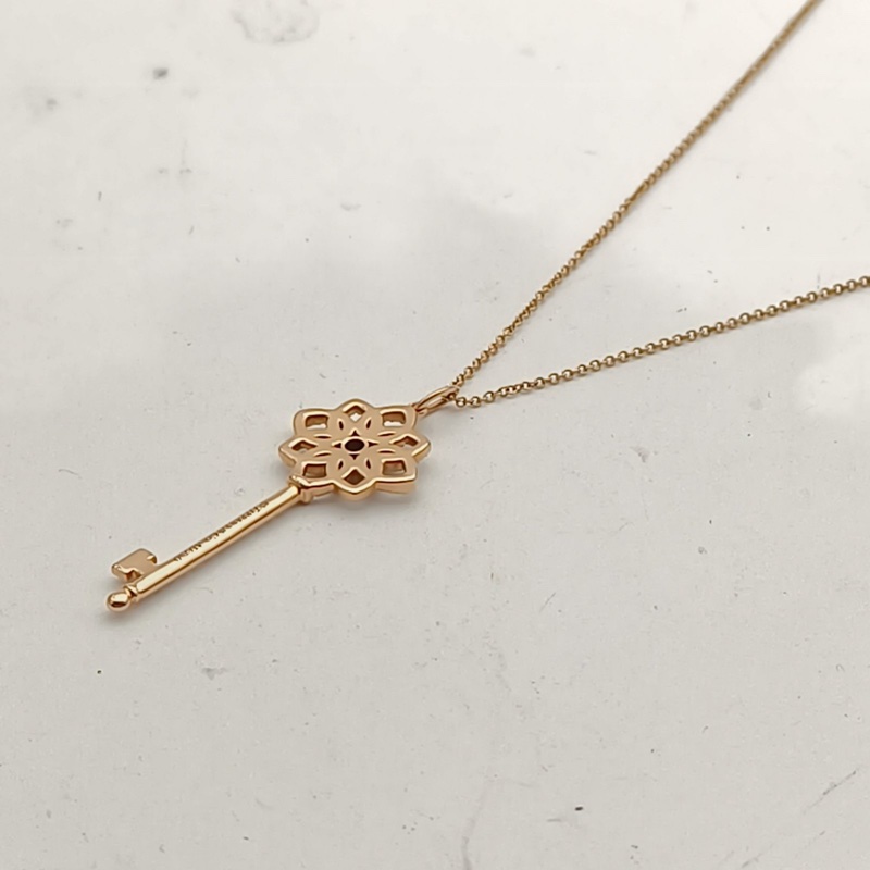 TIFFANY&CO 18K玫瑰金鑽石tiffanykeys系列woven滿鑽項鍊-2
