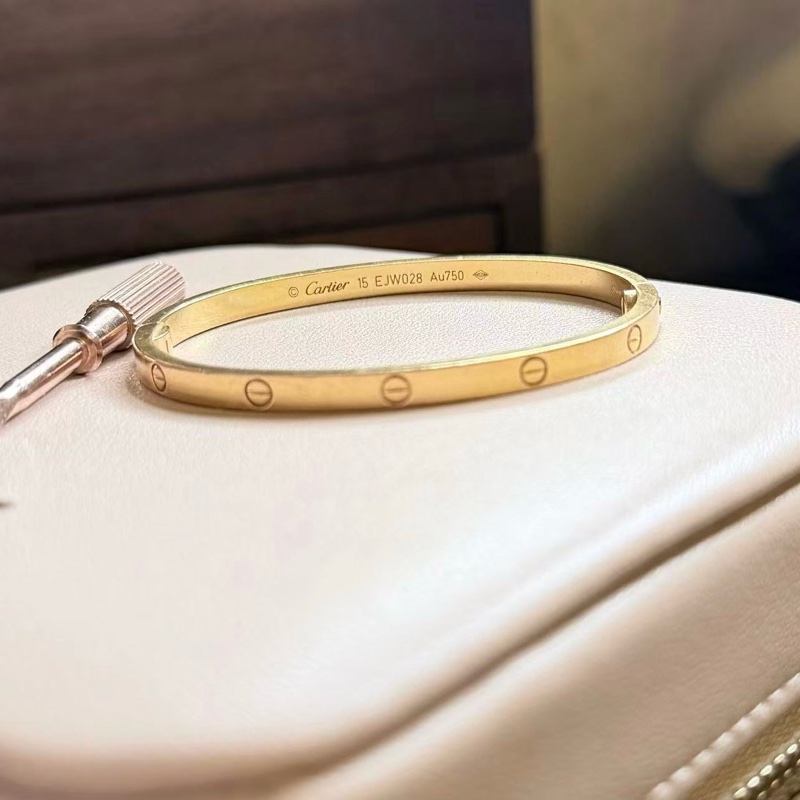 CARTIER LOVE18K金窄版手鐲18K玫瑰金15號-4