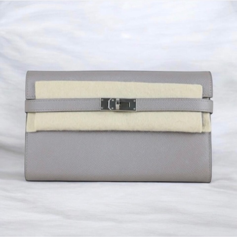 「JL精品代購」極新 Hermes 木偶灰 Kelly 長夾