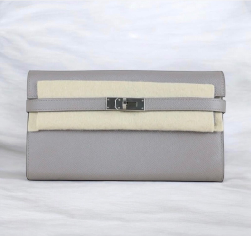 「JL精品代購」極新 Hermes 木偶灰 Kelly 長夾-0