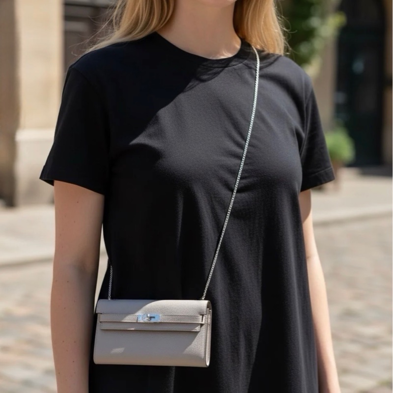 「JL精品代購」極新 Hermes 木偶灰 Kelly 長夾-1