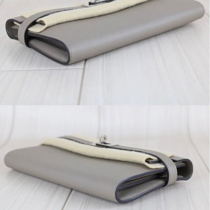 「JL精品代購」極新 Hermes 木偶灰 Kelly 長夾-6