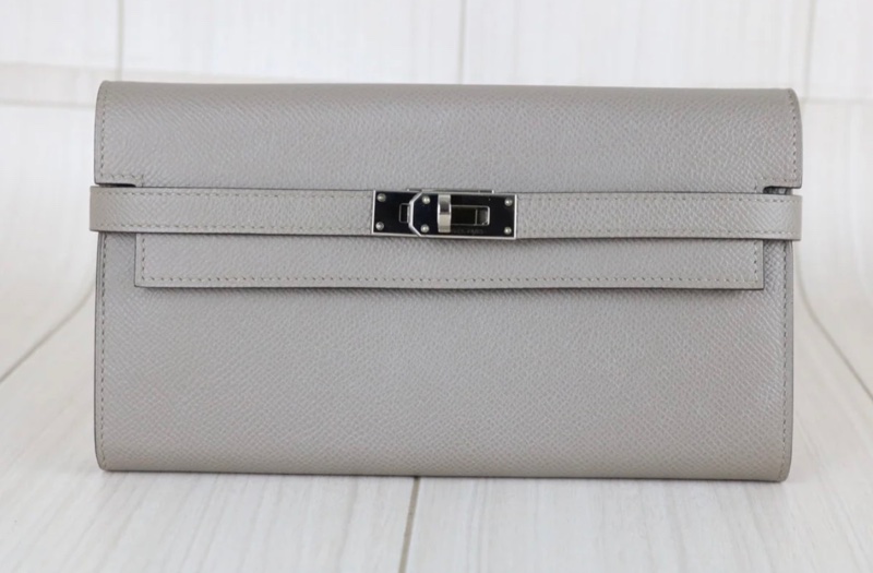 「JL精品代購」極新 Hermes 木偶灰 Kelly 長夾-11