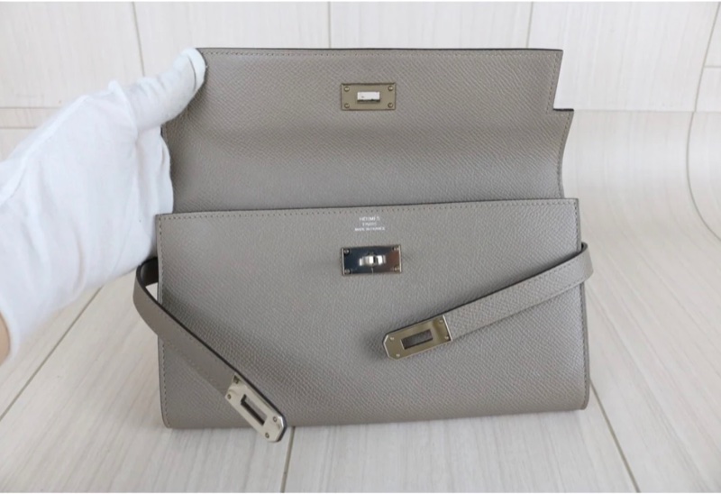 「JL精品代購」極新 Hermes 木偶灰 Kelly 長夾-12
