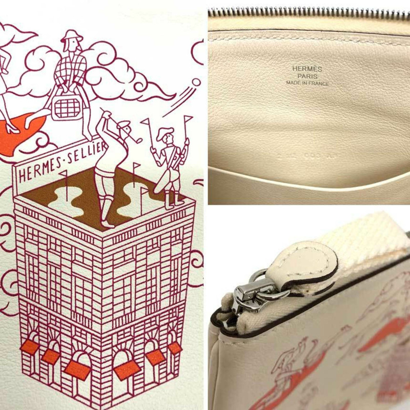 HERMES Carre Pocket Long,Hermes Epic,H082892,Swift 小牛皮,Nata/Framboise(Framboise)象牙色,Z 印記(製造)-2