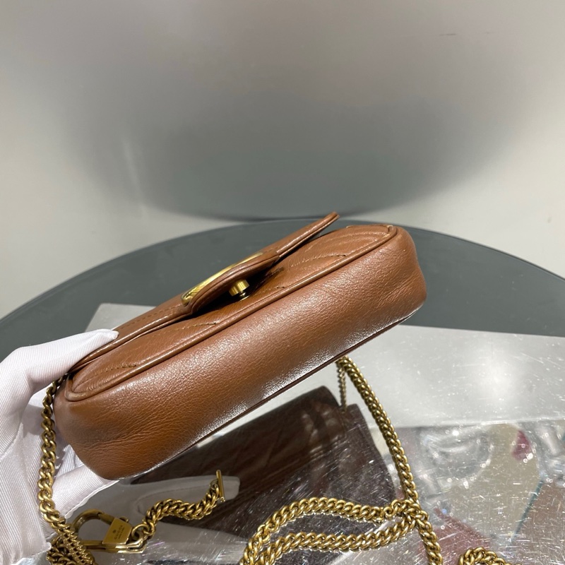 GUCCI古驰 棕色马蒙超迷你GG Marmont-1