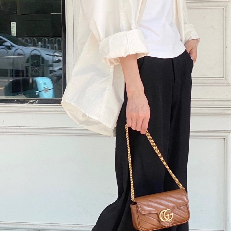 GUCCI古驰 棕色马蒙超迷你GG Marmont-3