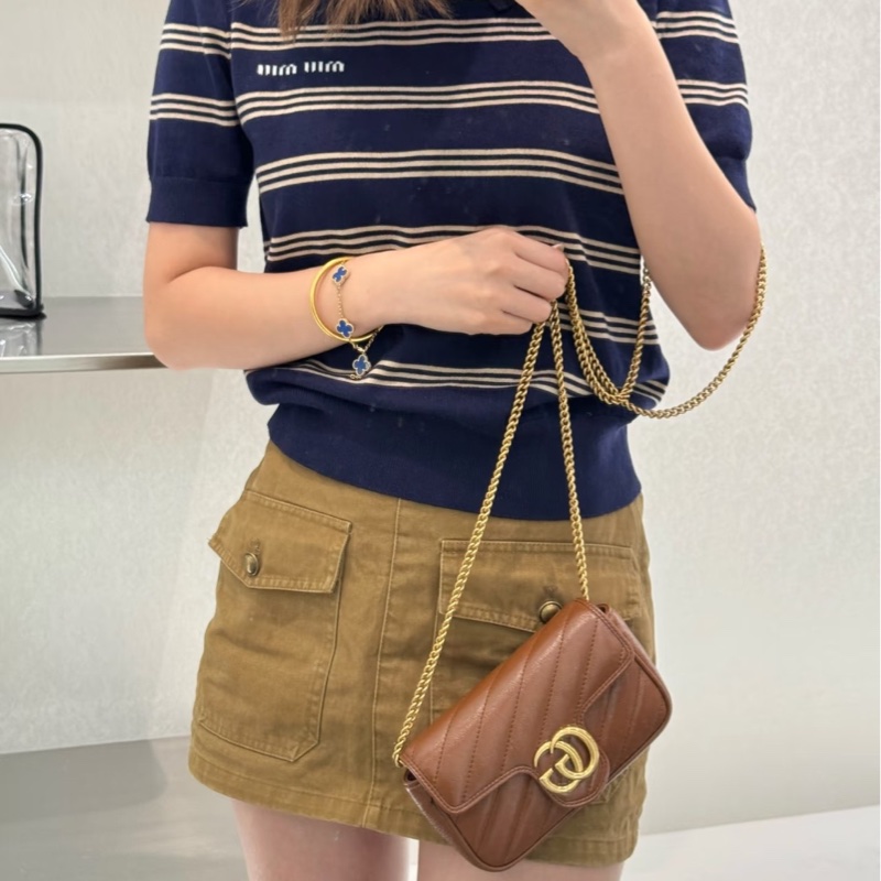 GUCCI古驰 棕色马蒙超迷你GG Marmont-5