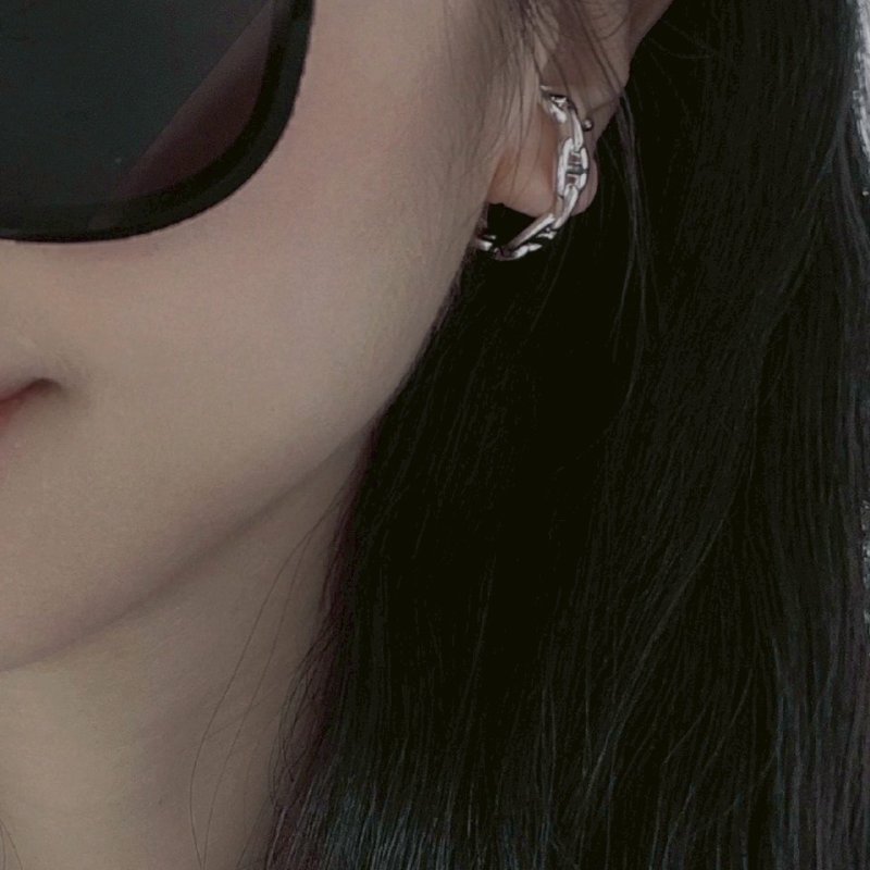 Hermès Chaine d'ancre 豬鼻子 925 純銀 造型 針式 耳環-2