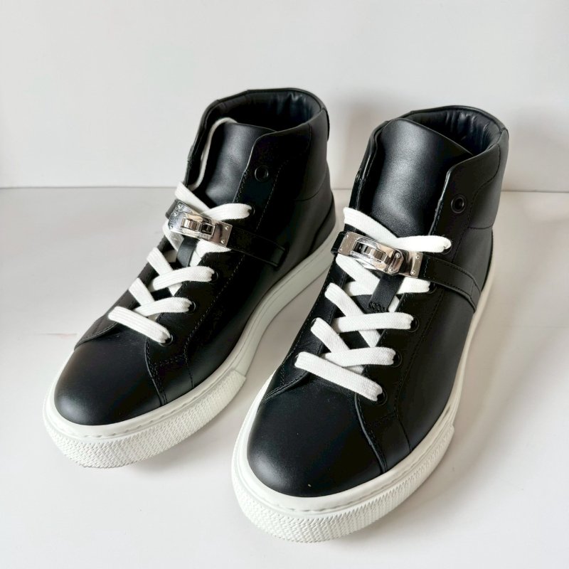 HERMES Day 銀扣 功能性Kelly鞋釦 黑色 小牛皮 37.5號 半筒鞋 運動鞋-1