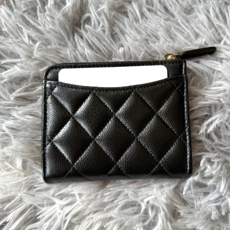 全新 CHANEL L 型拉鍊 經典 魚子醬 小牛皮 零錢包 卡包 現貨-2