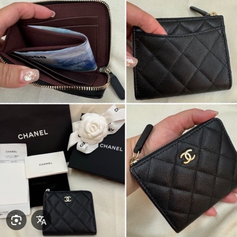 全新 CHANEL L 型拉鍊 經典 魚子醬 小牛皮 零錢包 卡包 現貨-6
