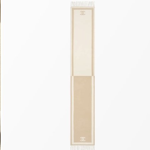 全新真品 CHANEL 新款 米/奶茶色圍巾 大CC 雙色 雙面 羊絨 圍巾 AAB984 現貨-7