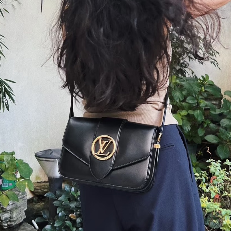 明星同款😎超低價💯Lv路易威登黑金pont9郵差包單肩斜挎包-0