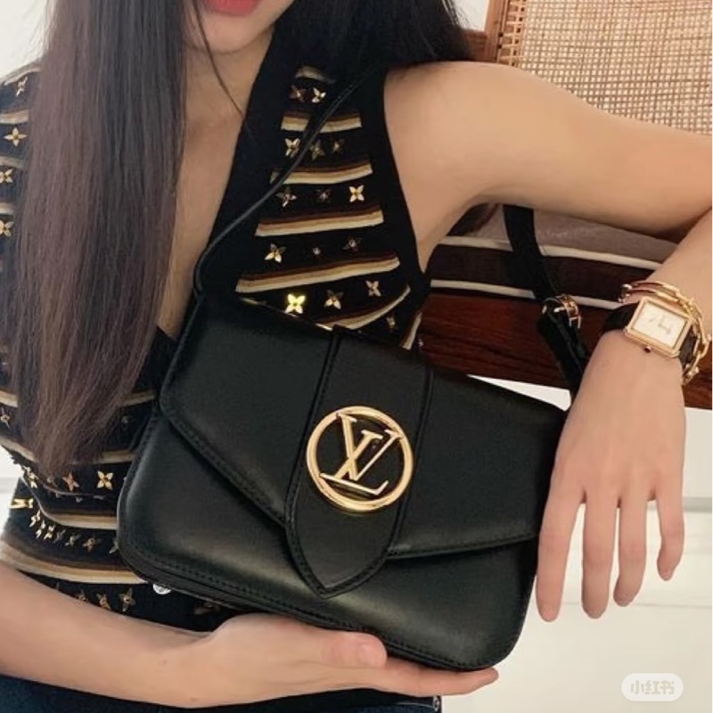 明星同款😎超低價💯Lv路易威登黑金pont9郵差包單肩斜挎包-4